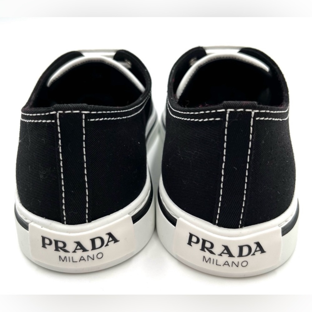 Prada Point-Toe Canvas Sneakers - Picture 7 of 8